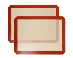 Siliconen bakmat - siliconen bakplaten voor het bakken - herbruikbare bakmat - 16,5" x 11,6", donkergrijze ovenbakplaat voor het maken van koekjes/ macarons/ brood - 2 Stuks - Rood