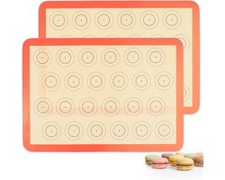 Siliconen Bakmat voor Macarons en Gebak - 2 Halve Vellen Antiaanbak Bakmatten voor Oven