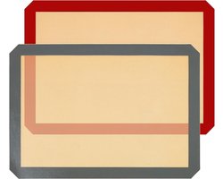 Siliconen bakmatten - Bakaccessoires - Niet-stick - Herbruikbaar - Oven - Bakplaat - Koekjes - Macarons - Brood - Gebak - Broodrooster - 42 x 29,5 cm - Kitchenaid - Keukenaccessoire - Geschikt voor Oven - Grijs