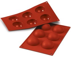 Siliconen bakvorm - Halve bollen - Baking mold - Chocolade vorm - Bolletjes - 1 mal met 6 vormpjes - Rood - Bakken - Desserts - 5 cm diameter - Jonyx