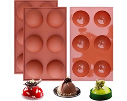 Siliconen Bakvorm - Halve Bollen - Chocolade - Muffins - Taartjes - Fondant - Marsepein - BPA vrij - 6 stuks