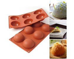 Siliconen Bakvorm Halve Bollen - Halfrond Rond - 6 Stuks