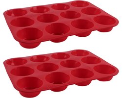 Siliconen Bakvorm Set - 2-Delig - Muffinvorm - 12 Muffins Per Vorm - Cakevorm - Bakvormen - Muffinbakvorm - Keuken Accessoires - 2 Stuks