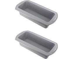 Siliconen bakvorm voor vierkant brood in grijze kleur - set van 2 stuks