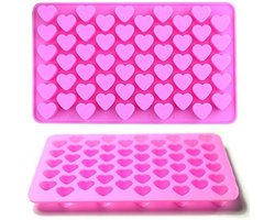 Siliconen Bakvormen Hart - 55 Mini Hartjes - Bonbon Vorm - Ijsklontjes Chocolade Vorm