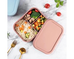 Siliconen Bento Box met Vakken - Magnetron- en Ovenbestendig - Geschikt voor Kinderen en Volwassenen - Taupe