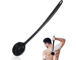 Siliconen body scrubber voor douche met lange steel, dubbelzijdige douche borstel voor douche exfoliëren en massage kan rijk schuim produceren, lange steel rug scrubber voor mannen