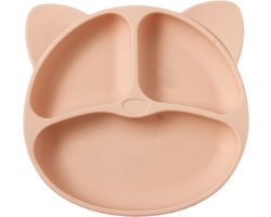 Siliconen bord kat orange pink met zuignap - siliconen bord zuignap - siliconen bord