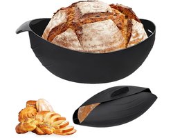 Siliconen broodbakvorm, zwart, hittebestendig, broodbakvorm, siliconen, 500 g, brood, ovaal, broodbakschaal, kan worden gebruikt voor het bakken, mengen en stomen (24,5 x 9 cm)