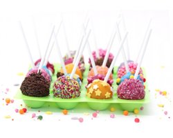 Siliconen Cakepop Bakvorm - Pop Cake Maker - 20 Gaatjes - Inclusief 20 Stokjes 1169 | Cake Pop siliconen vorm | cakepop-vorm | cake-popset | siliconen bakvorm | lollipop sticks voor cupcakes | Bakvormen | snoep, gelei en chocolade, anti-aanbaklaag