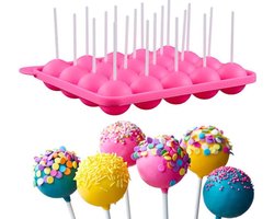 Siliconen Cakepop Bakvorm - Pop Cake Maker - 20 Gaatjes - Inclusief 20 Stokjes