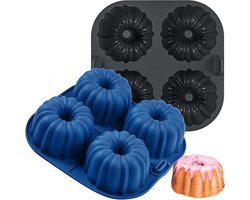 Siliconen Cakevormen- Mini Cake Bakvormen - Geschikt voor Air Fryer - 8 cm Diameter - Mini Cupcake Muffin Vormpjes - Gecanneleerde Donutvorm - 2 Stuks - Keuken Bakaccessoires - Bakken - Rood