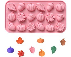 Siliconen Chocolade vormen - Bakvormen - Snoepvormen in de vorm van esdoornblad en pompoen - Kerstchocoladevormen - Perfect voor herfst, Thanksgiving, Halloween en Kerstmis - Roze
