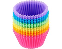 Siliconen Cupcake Vormpjes - 12 stuks - Muffin Vormpjes -  Multicolor