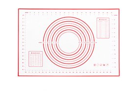 Siliconen deegmat - Keuken kneedplank - Herbruikbare bakmat - Kneedmat van voedingskwaliteit - Met maatverdeling - Oprolbaar voor opslag -60cm*40cm - Geschikt voor het maken van pizza, koekjes, deeg en pasta - Rood