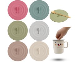 Siliconen deksels - siliconen glazen afdekkingen - siliconen kopdeksel - herbruikbaar - anti-stof - Glazen deksel - Voor drinkglazen - Koffie bierpul - lekvrije bekerdeksels voor koffie - Siliconen bekerdeksel herbruikbaar - 6 stuks