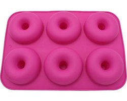 Siliconen donut bakvorm roze groot