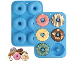 Siliconen donutmal - Donutvorm - Donut Bakvorm - Blauw - Siliconen - 6 Donuts - 7cm - Donutmaker - Anti Kleeflaag - Zelf Donuts Bakken - CHPN