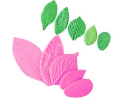 Siliconen Fondant Vormen Set - 5-delige Blad & Bloem Uitsteekvormen voor Taartdecoratie