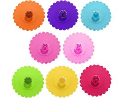 Siliconen glazen afdekkingen 8 stuks - herbruikbaar en lekvrij - anti-stof deksels voor drinkglazen