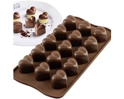 Siliconen Hartjesmal - Hartjesvorm - Bonbonmal - Hartjes vorm - Chocoladevormpjes - Bonbonvormpjes - Siliconen bakvorm - Bruin - 1 stuk - CHPN