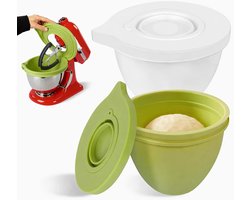 Siliconen Kom Inzetstuk voor 4.5-5 Quart Tilt Head Mixer, Beschermende Liner tegen Stof en Spatten (Wit + Groen)