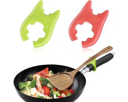 Siliconen Lepel Pot Pan Houder - Hittebestendig - Keukengereedschap Rest - Mini Kachel Top Spatel Houder - Leuke Koken Gadgets - Keukenhulp - Set van 2 .