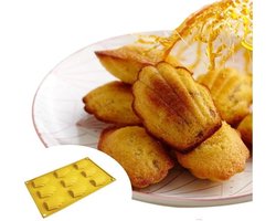 Siliconen Madeleine bakvorm - ZijTak - antikleef - 9 madeleinen - ware grootte - bakvorm - plooibaar - duurzaam - vorm - herbruikbaar - dessert - toetjes - bak - bakken - cake - taart - gratis verzending - Fleurig Geel