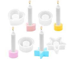 Siliconen mal kaarshouder, DIY kaars mallen, ronde ster en liefde siliconen mal theelichthouder, hars epoxy mal kaarshouder, siliconen mallen voor beton siliconen mal kaarshouder (4 pack - multiform)