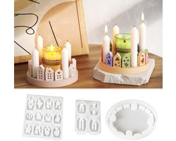 Siliconen mal voor huis en kaarsen - Gipsvormen - Gietvormen - 16 stuks - Voor kaarshouder - Lente - Geschikt voor huisdecoratie - Natuurlijke kleuren