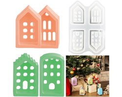 Siliconen mal voor huisvorm kaarshouder en ornament 3D gietvorm - Geschikt voor beton, epoxyhars - Theelicht kandelaar, huis decoratie - Herbruikbare huizen siliconen vorm - Gietmal DIY handwerk - Creatieve siliconen vorm - Grijs.
