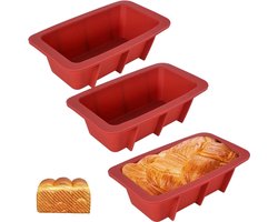 Siliconen mini-broodbakvormen - anti-aanbak - 3 stuks - rood - 12 cm