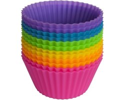 Siliconen mini muffin/cupcake vormpjes | 7cm | 12 stuks | multicolour