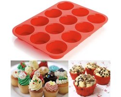 Siliconen muffinvorm - Muffin mal - Rood - 12 kleine muffins - 30/22CM mal - 6.5/3CM muffin - Bakvorm - Mal - Bakken - CHPN
