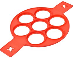 Siliconen Pannenkoekvorm – Anti-aanbak Bakvorm voor Mini Pannenkoeken & Eieren – Herbruikbare Keukenhulp – Rood – Ø 23 cm