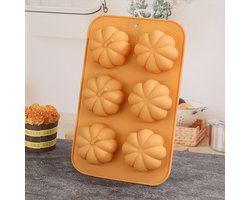 Siliconen Pompoen Bakvorm – 6 Vormen – Oranje – Ovenvorm voor Cake, Mousse & Chocolade – BPA-vrij – 27 x 17 cm