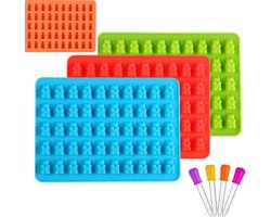 Siliconen rubberen beertjes snoepvormen - set van 4 met pipetten - gummibeertjes gelei chocolade Halloween kerstsnoepjes .