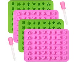Siliconen rubberen fruit- en plantenvormen Chocolade snoepvorm met 2 pipetten Food Grade siliconen mallen, 4 stuks