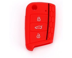 Siliconen Sleutelcover Sport - Rood Sleutelhoesje Geschikt voor Volkswagen Polo / Golf / 2014 - 2021 / Seat Leon / Seat Ibiza / Golf GTI / Golf R / Golf 7 / Skoda - Sleutel Hoesje Keycover - Auto Accessoires