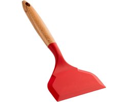Siliconen Spatel - Keukengereedschap Hout - Koken en Bakken - Hittebestendig tot 120°C - 27 x 12 cm - Rood