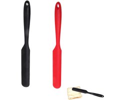 Siliconen Spatels - 2 stuks - Hittebestendig - Bakspatel - Siliconen Spatel plus Schraper - Kwast - Kookgerei - Pannenlikker - Bakken Spatel - Pannenkoekspatel - Bakaccessoire - Vaatwasserbestendig - taartversiering Frosting Spatel - rood,Zwart
