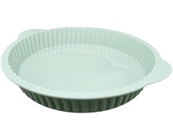 Siliconen taartvorm Ø 24CM | siliconen bakvorm | Groen | Quichevorm | Boterkoekvorm | Siliconen Taart Bakvorm | cakevorm met handgrepen | cakevormen | gegroefde taartvorm | anti-aanbaklaag | voor oven en magnetron SILITART-PRO