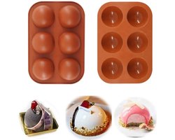 Siliconen Vorm om Bolletje mee te maken - 2,5 x 19,5cm - 5 cm diameter - Siliconen Bakvorm – 6 Halve Bollen – Brownies Vorm - Cupcakevorm - Cakevorm - Bak en Pan Decoraties