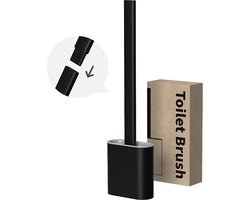 Siliconen WC Borstel met Houder - Flexibele Toiletborstel - Inclusief Ophangsysteem - Zwart