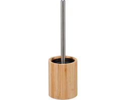 siliconen wc borstel - met verwisselbare borstelkop - bamboe borstelhouder - naturel-zilver