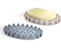 Siliconen zeepbakje - Tweedelige siliconen zeepbakje - Antislip, zelf-afvoerend - Geschikt voor douche, badkamer en keuken - Gemakkelijk schoon te maken (grijs/wit)