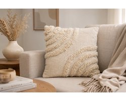 Silio Sierkussen – 40 x 40 cm – Katoen – beige tufted design
