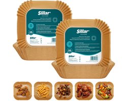 Sillar, AirFryer Wegwerpbakjes, Bakpapier voor luchtfriteuse 20cm, anti-aanbaklaag, wegwerppapier voor airfryer, oven, pannen, magnetron, vierkant, 100 stuks