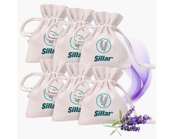 Sillar Lavendel geurzakjes 6 stuks - Gedroogde Lavendel in een linnen zak - voor kleding, textiel, kledingkast, auto - natuurlijke luchtverfrisser - anti motten- langdurige geur