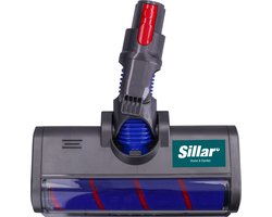 Sillar, Zuigmond met LED verlichting, turboborstel, geschikt voor Dyson V7, V8, V10, V11, V15, reinigingsborstel, stofzuigermondstuk, zachte, voor laagpolig tapijten en harde vloeren